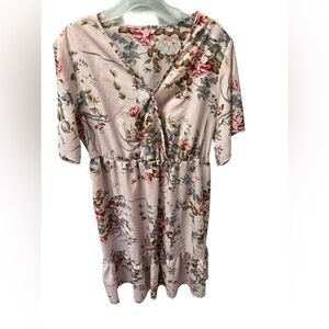Emory Rose Women’s 0XL Floral V-Neck Dress with a ruffled hem floral feminine